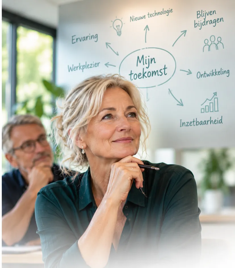 Ervaren medewerker denkt na over haar toekomst, werk en nieuwe technologie